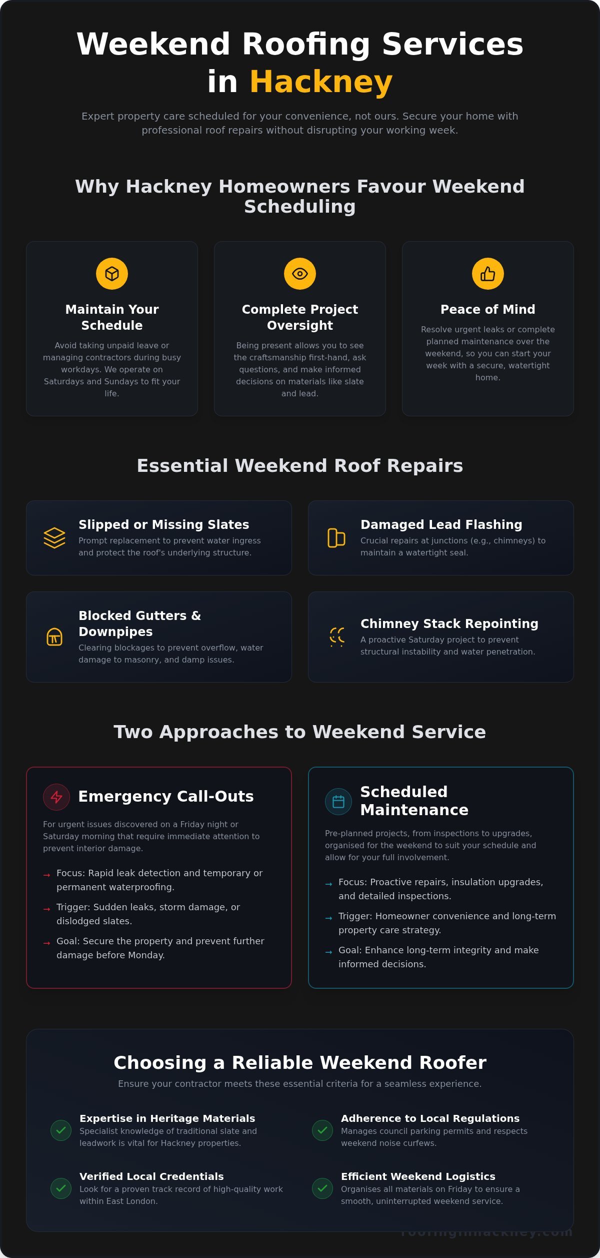 Weekend Roofer Hackney: Professional Saturday & Sunday Services 2026